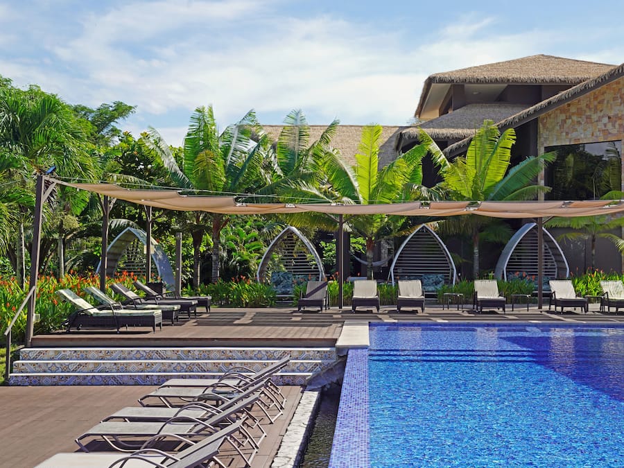 Outdoor pool, open 7:00 AM to 10:00 PM, sun loungers