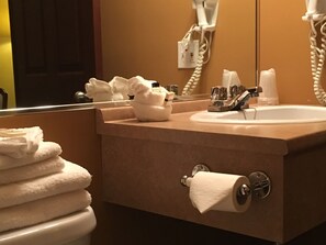 Standard Room, 1 Queen Bed | Bathroom | Hair dryer - Motel Cofotel (Saint-Simeon)