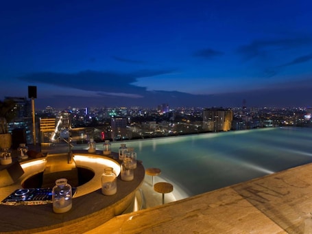 Rooftop bar, pool views, open daily