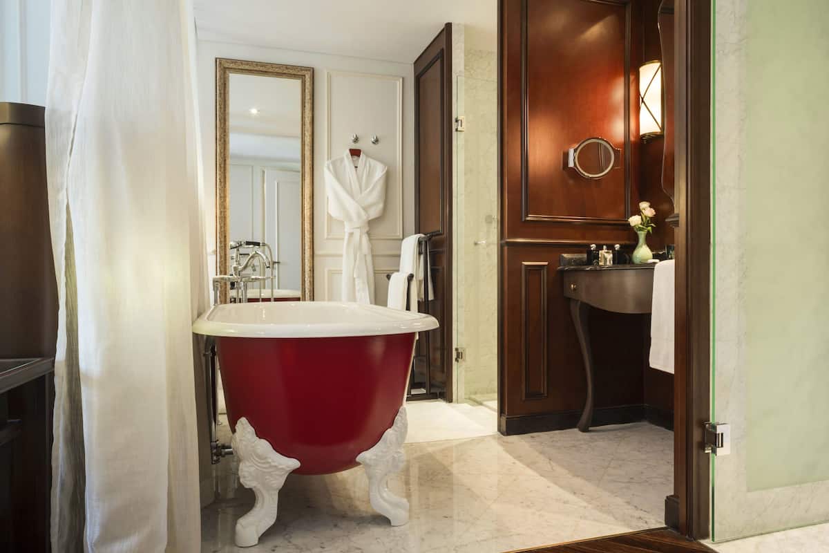 eco-friendly toiletries, hair dryer, bathrobes, slippers