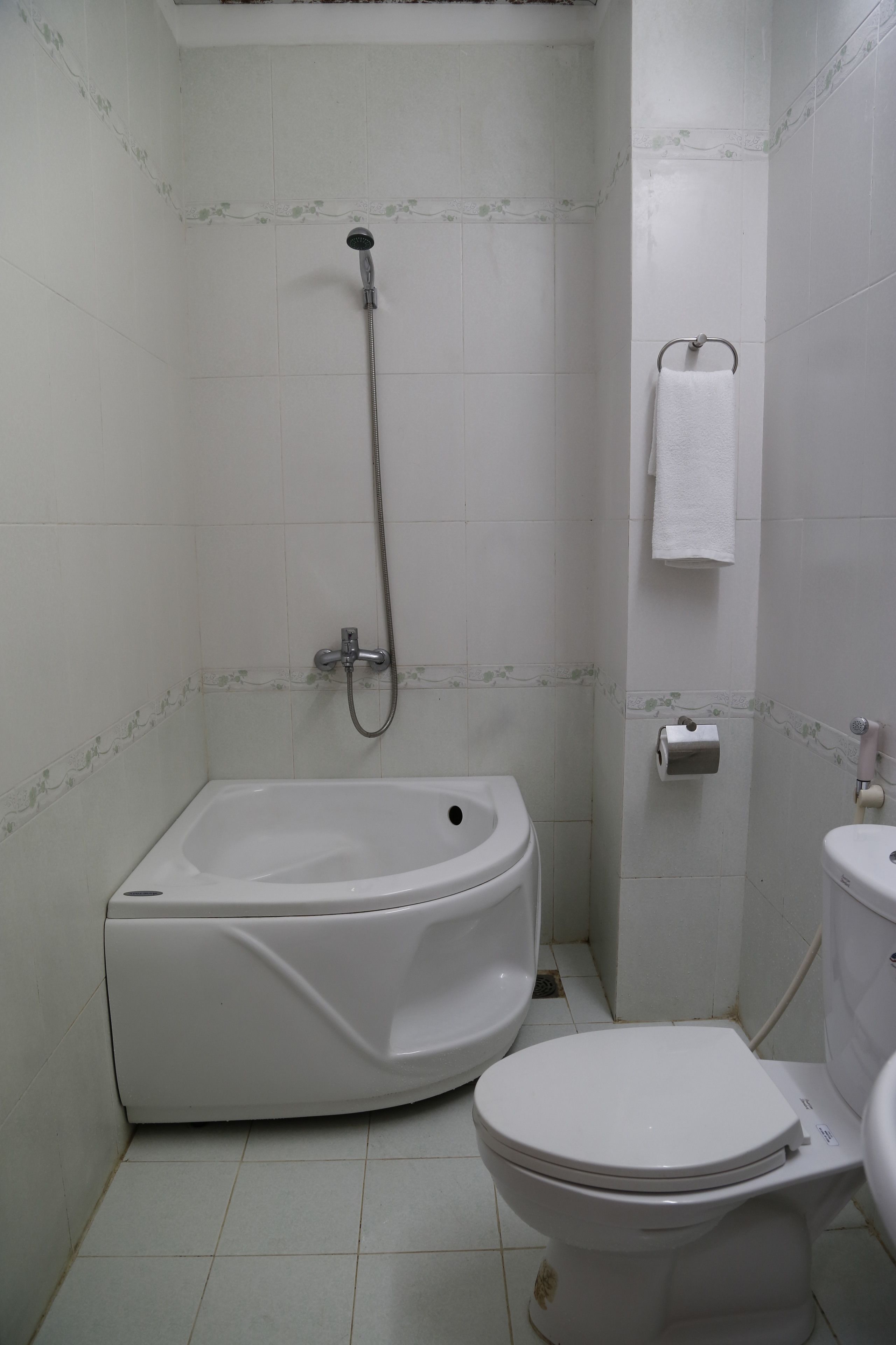 deluxe double room | bathroom | shower, hair dryer, towels