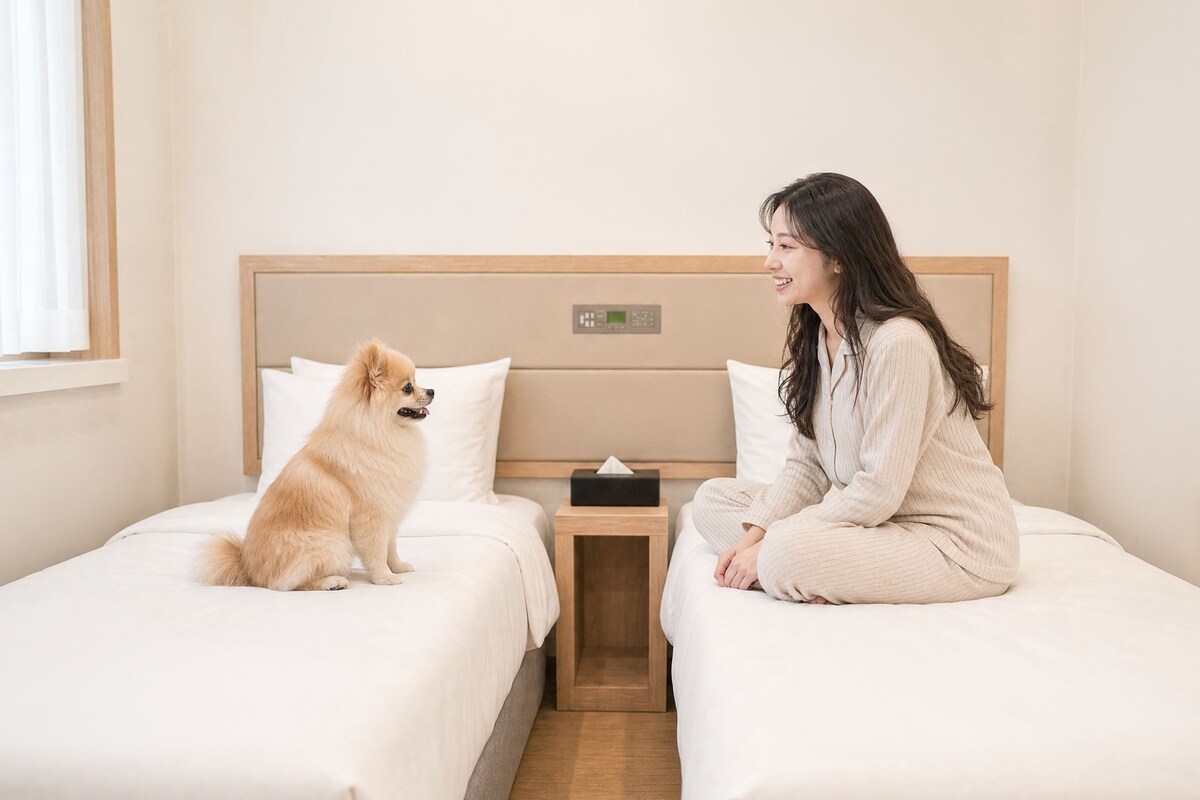 [Aug&Sep event] PET TWIN (1 Pet 10KG Max, Pet supplies) + Pet Lounge, Sandwich, 12PM check out | 羽絨被、客房內保險箱、書桌、遮光布/窗簾