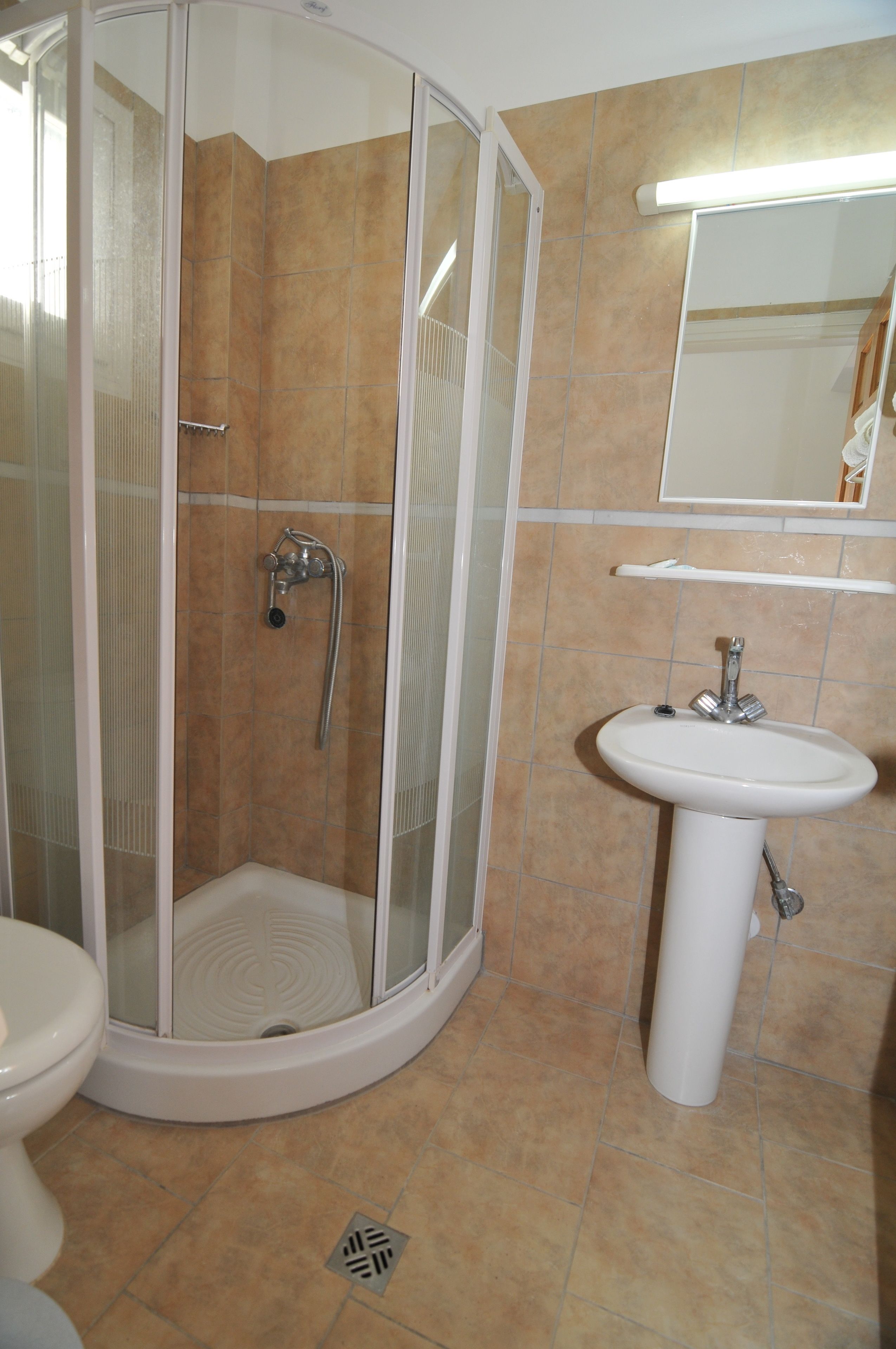 standard room | bathroom | shower, hair dryer, towels