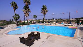 Outdoor pool, pool loungers