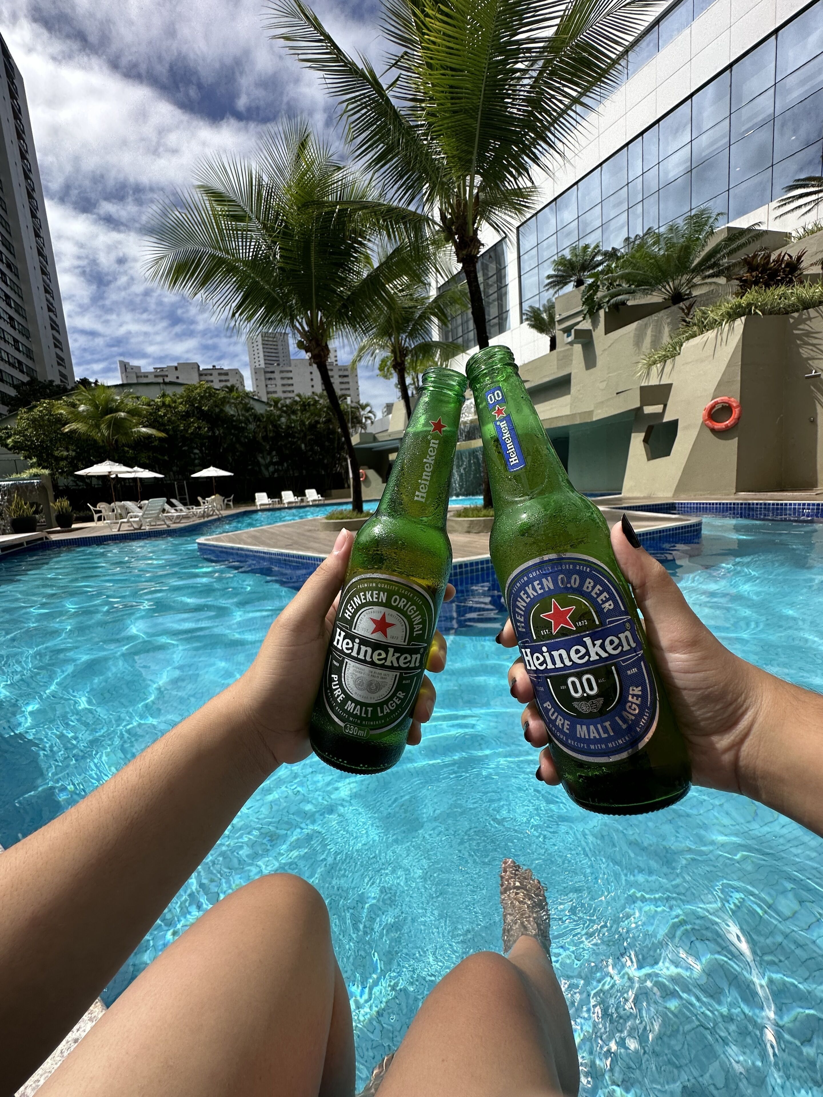 outdoor pool, pool loungers