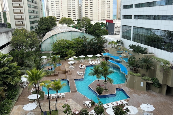Outdoor pool, sun loungers
