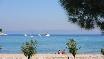 On the beach, scuba diving