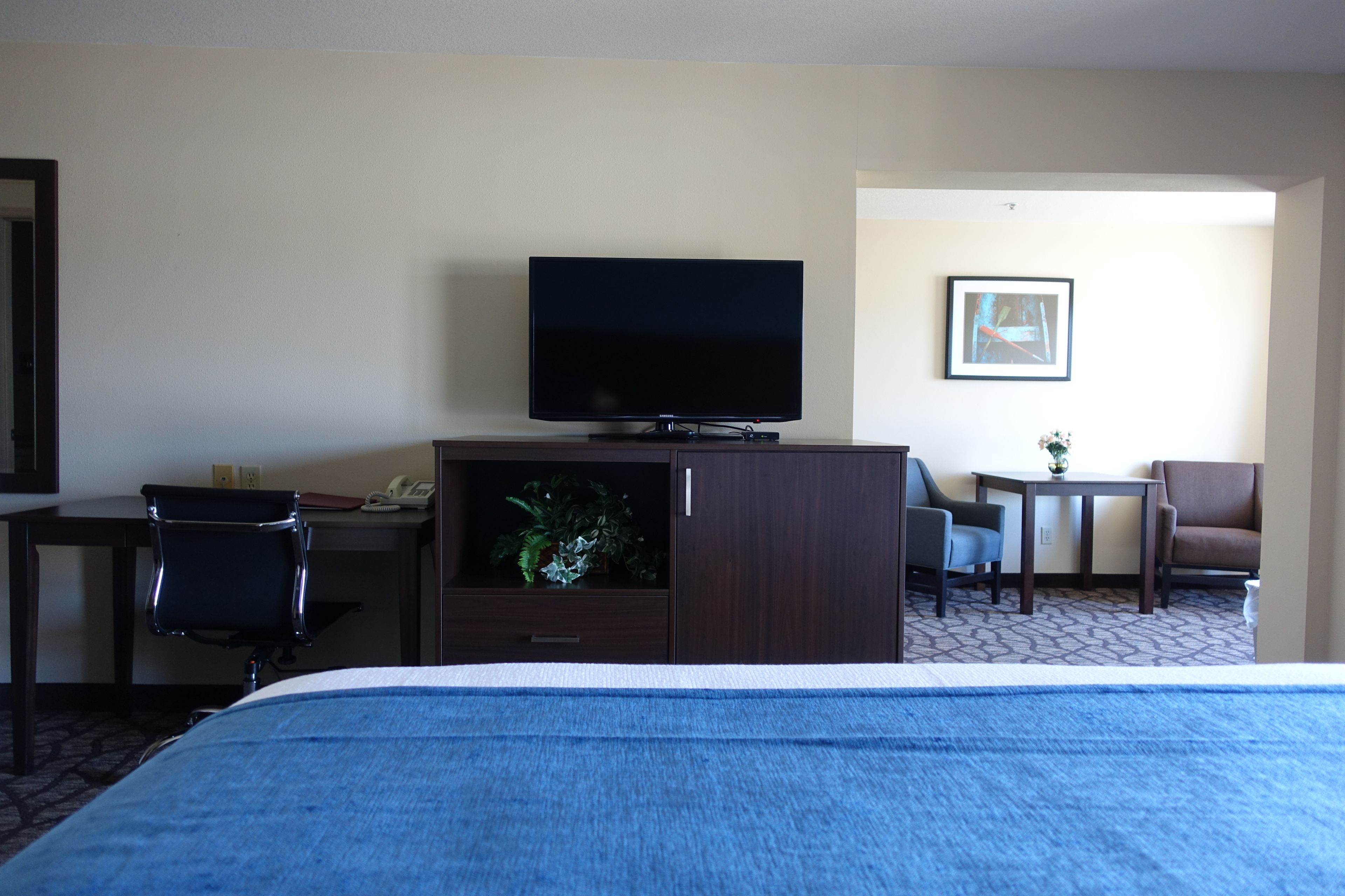 desk, blackout curtains, iron/ironing board, free wifi