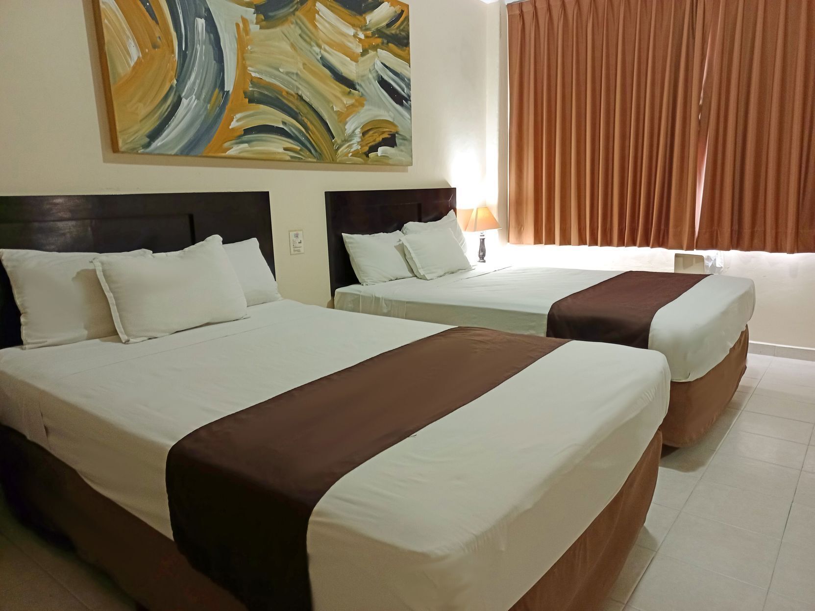 Desk, laptop workspace, free WiFi, bed sheets