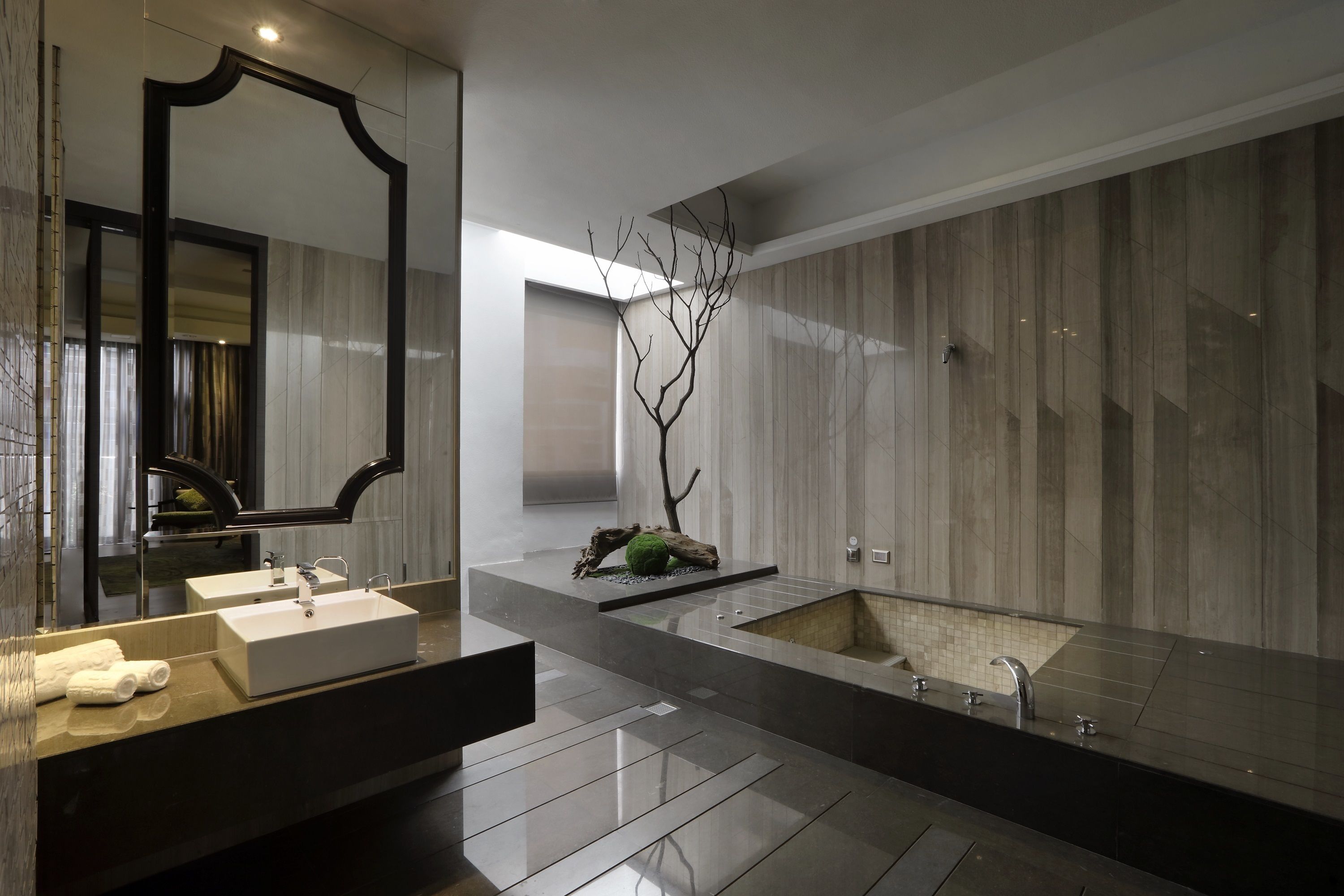 luxury suite | bathroom | separate bathtub and shower, deep-soaking bathtub, hair dryer, slippers