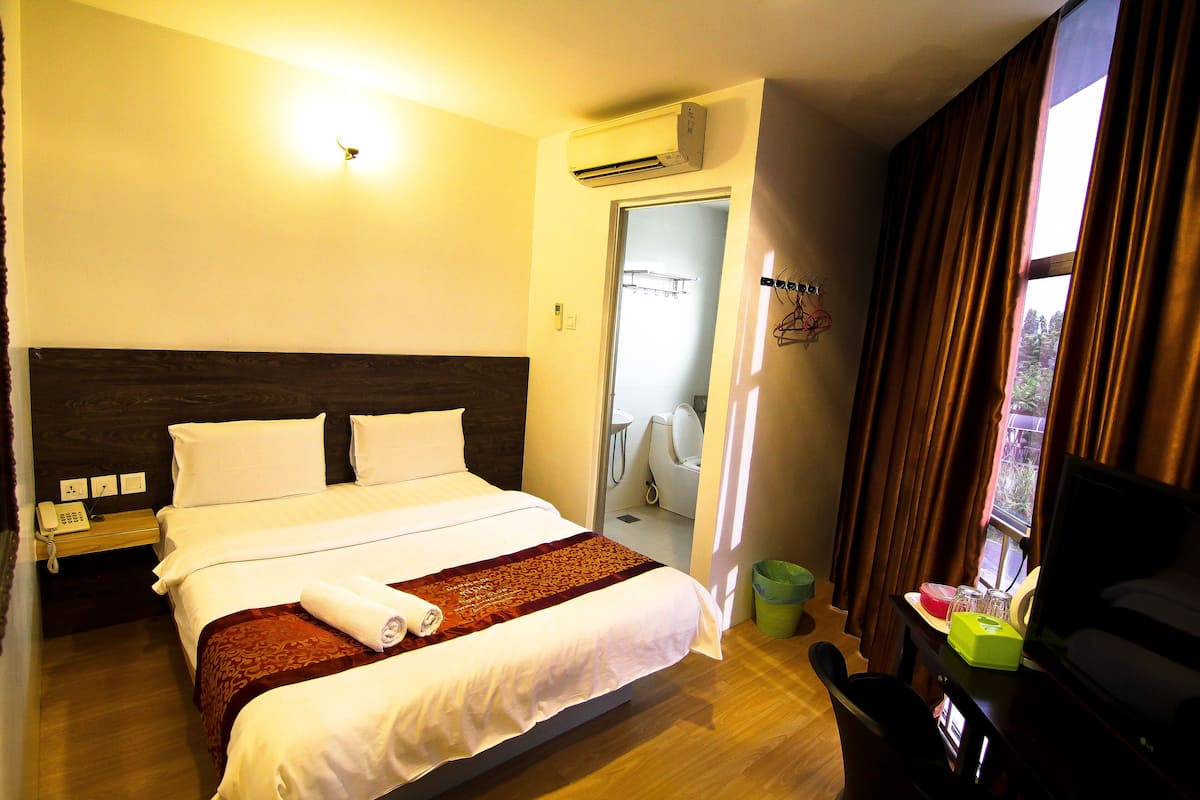 1 bedroom, desk, blackout curtains, iron/ironing board