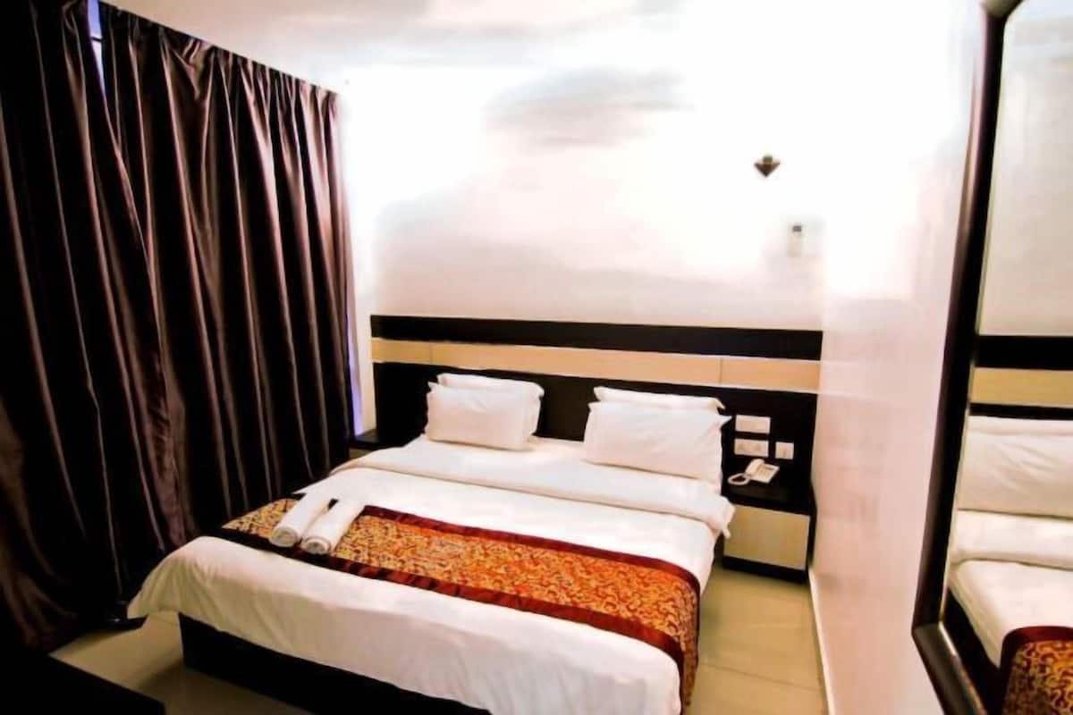 1 bedroom, desk, blackout curtains, iron/ironing board