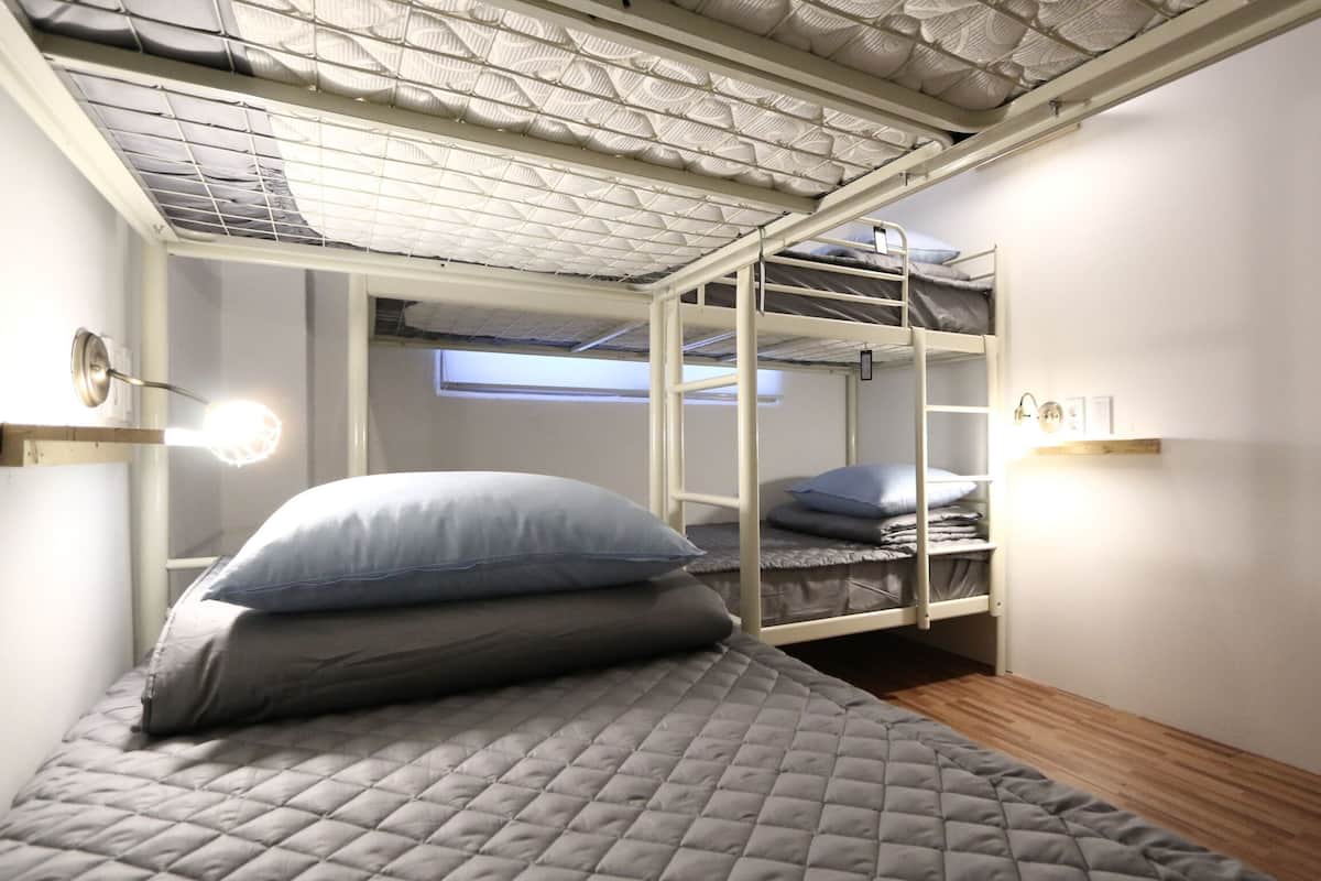 Blackout curtains, iron/ironing board, free WiFi, bed sheets