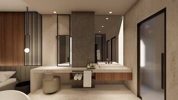 Penthouse with terrace and sea view | Baño | Ducha, artículos de higiene personal gratuitos y secador de pelo