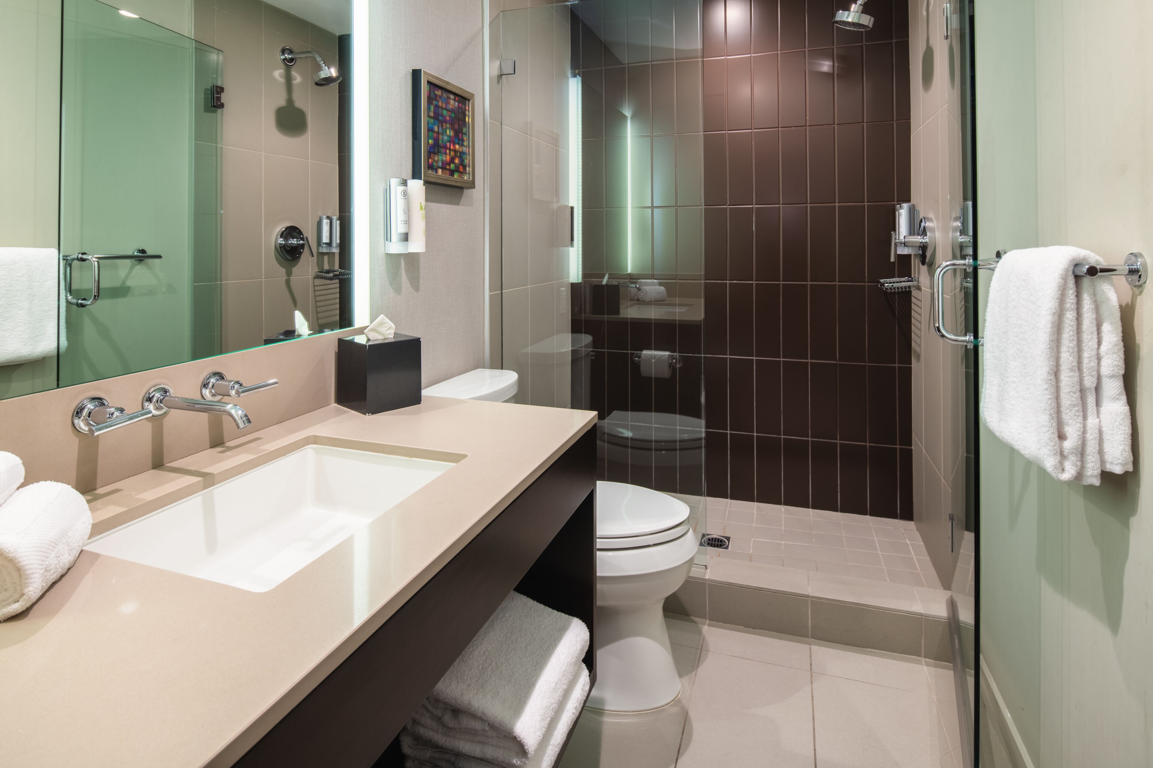 shower, designer toiletries, bathrobes, slippers