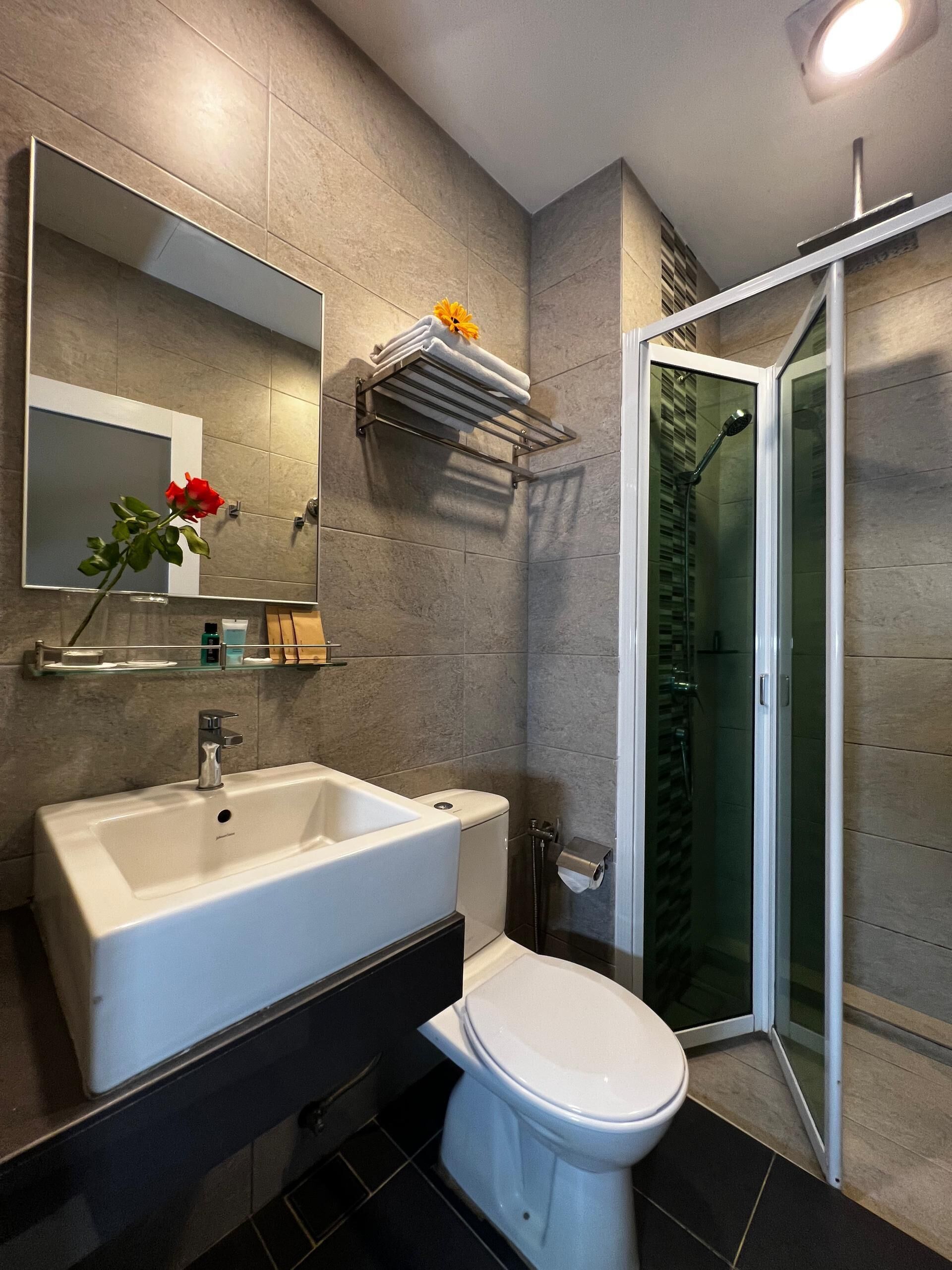 free toiletries, hair dryer, bathrobes, slippers