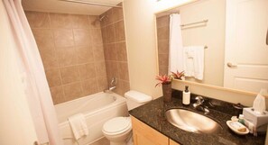 Condo, 2 Bedrooms (Uptown 2BSS) | Bathroom | Shower, hair dryer, towels - Corporate Suites of Calgary - Sunnyside (Calgary)