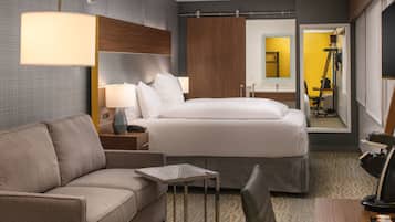 Premium bedding, pillowtop beds, desk, laptop workspace