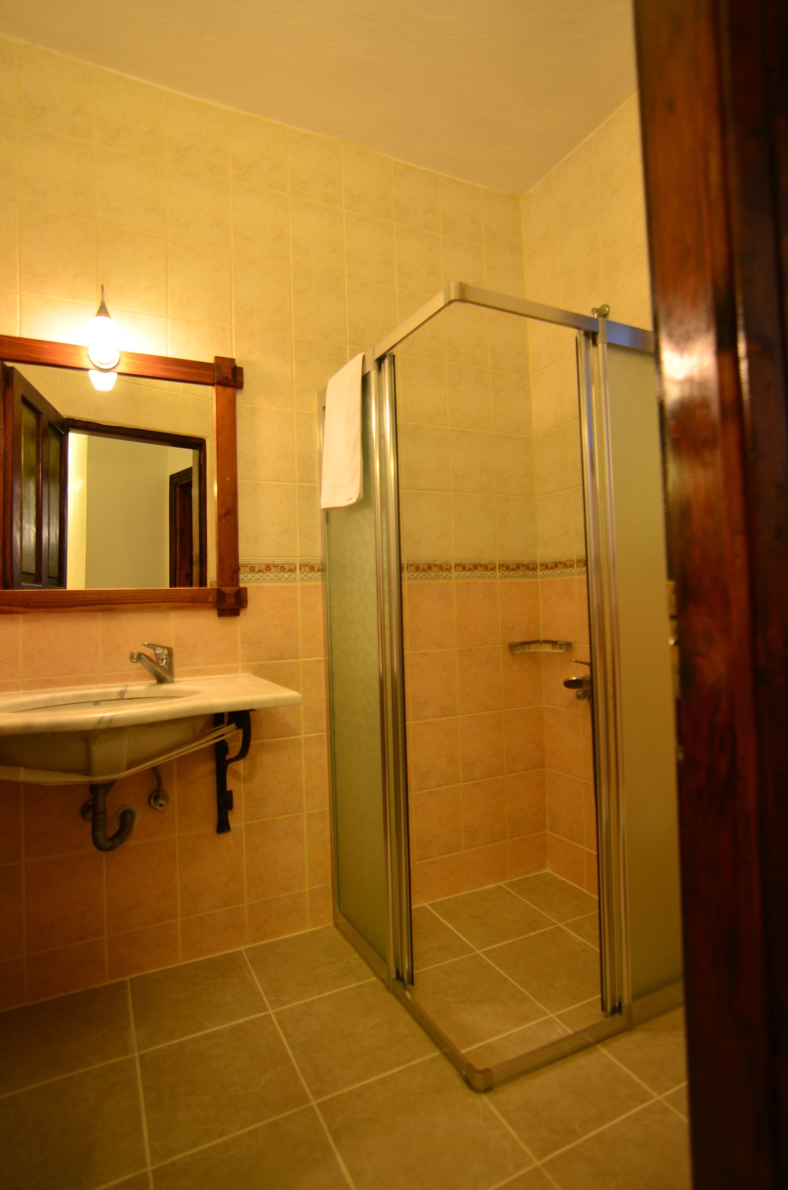 Appartement | Badkamer | Een douche,  milieuvriendelijk toiletgerief, een haardroger, pantoffels