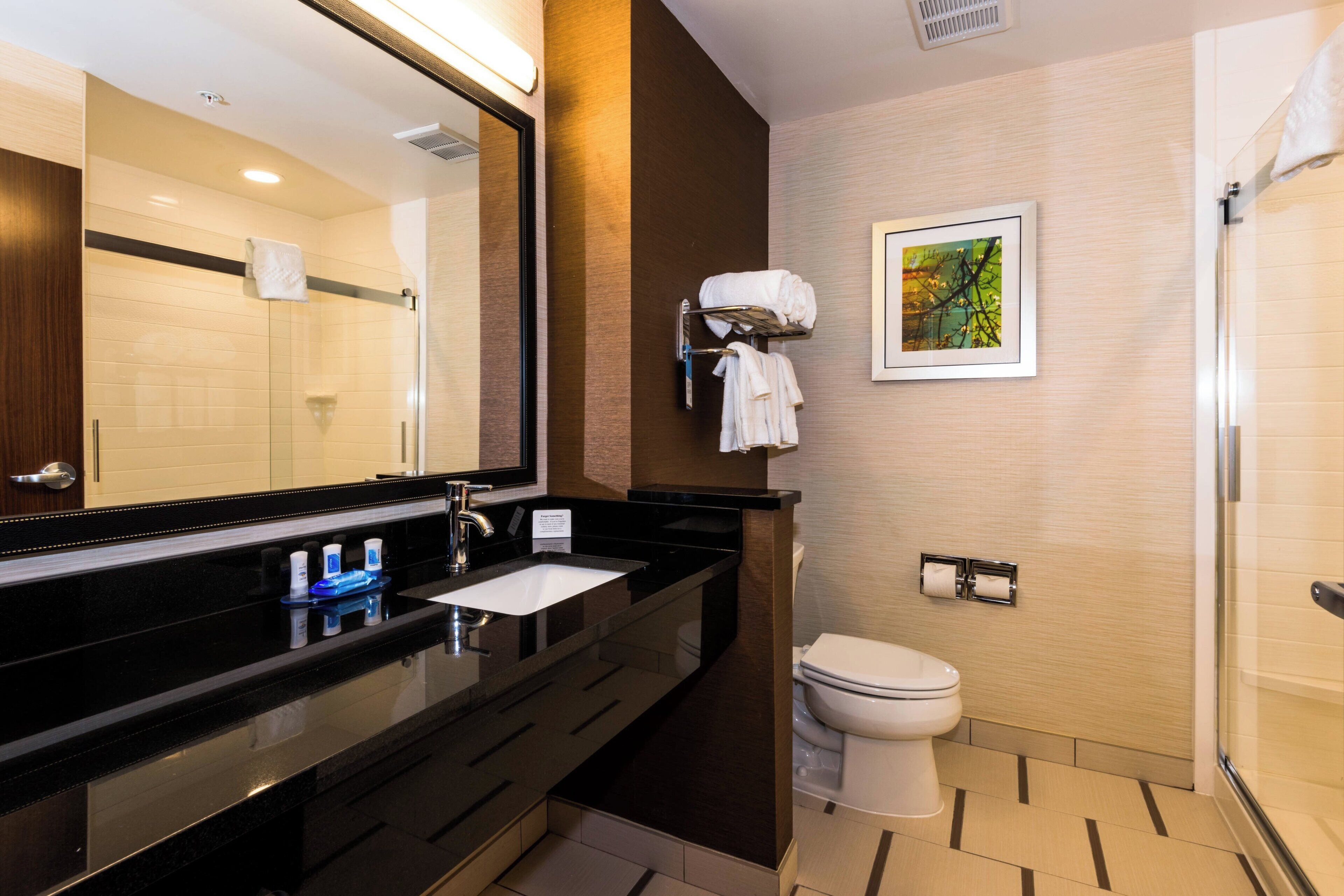 suite, 1 king bed with sofa bed | bathroom | shower, free toiletries, towels