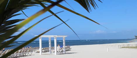 Private beach, sun loungers, beach towels, scuba diving