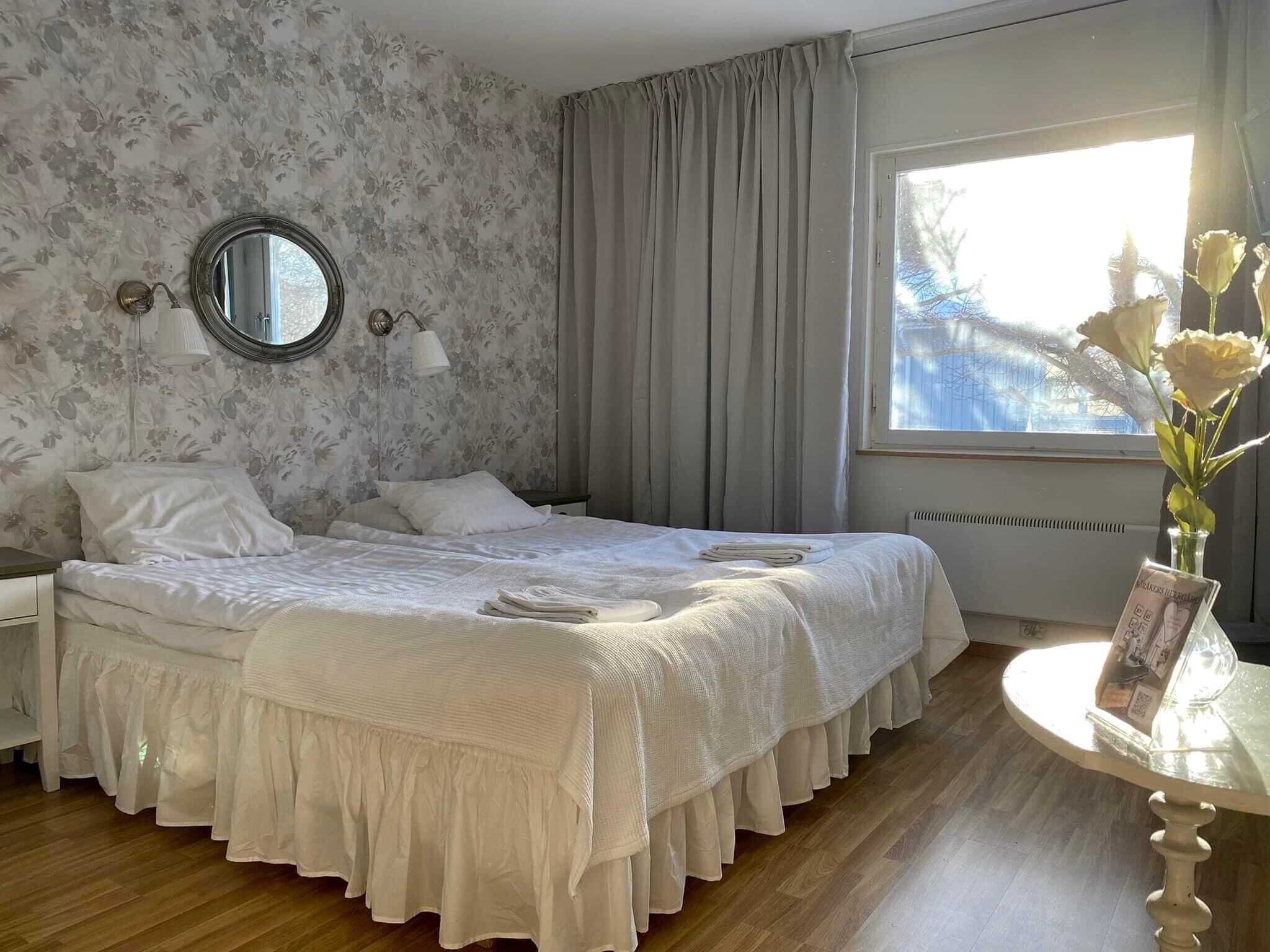 individually decorated, blackout curtains, iron/ironing board