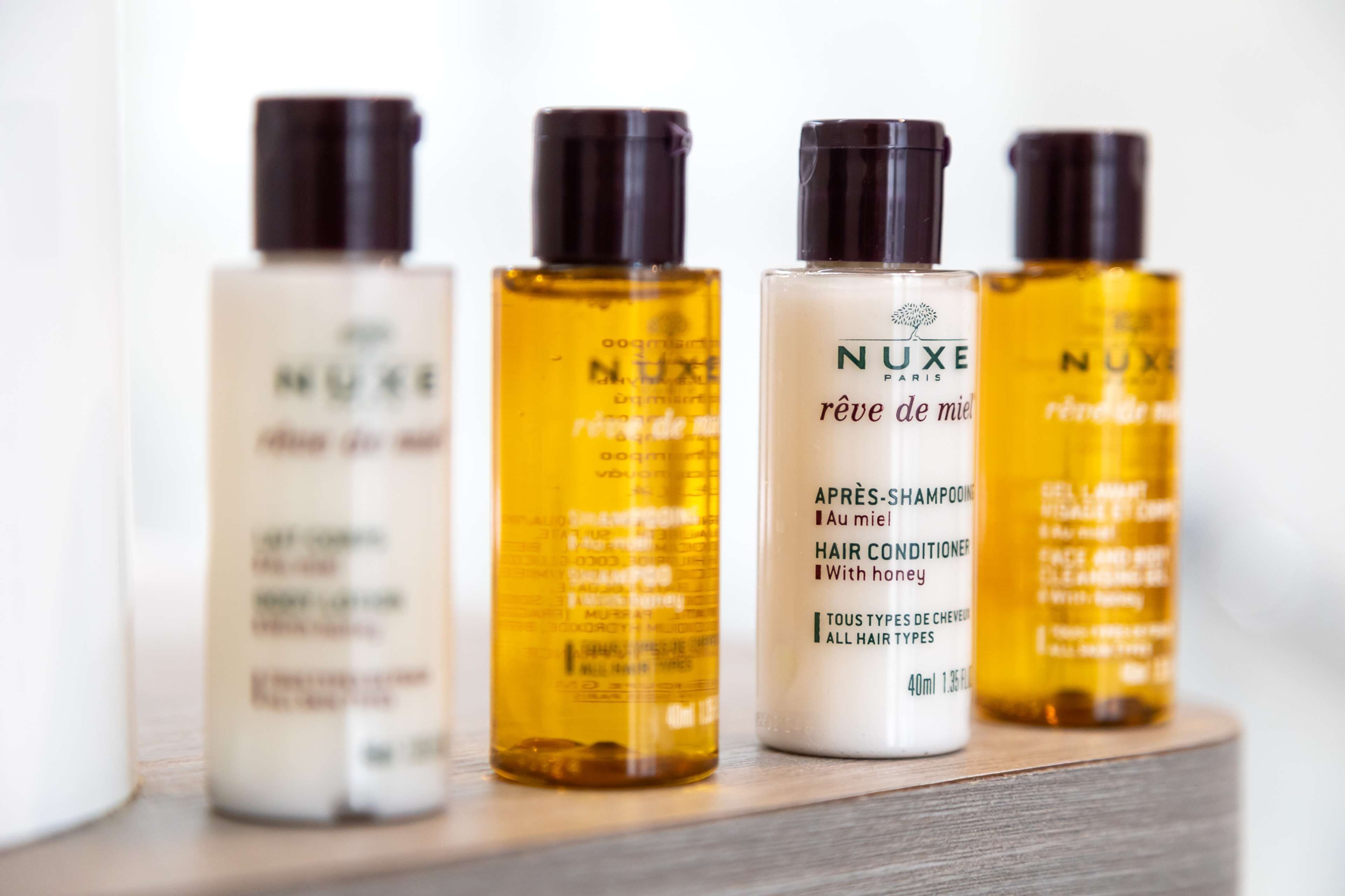 free toiletries, hair dryer, towels