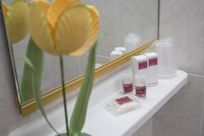 Douche, articles de toilette gratuits, bidet