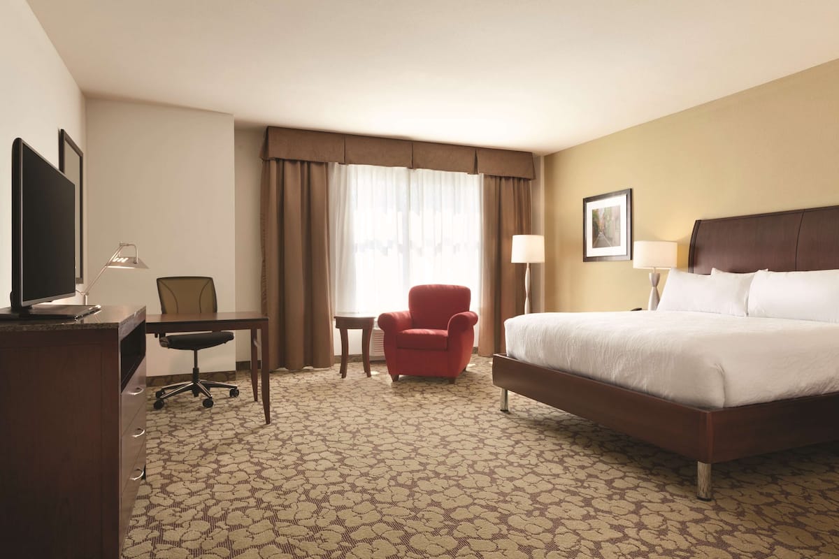 Desk, laptop workspace, blackout drapes, free WiFi