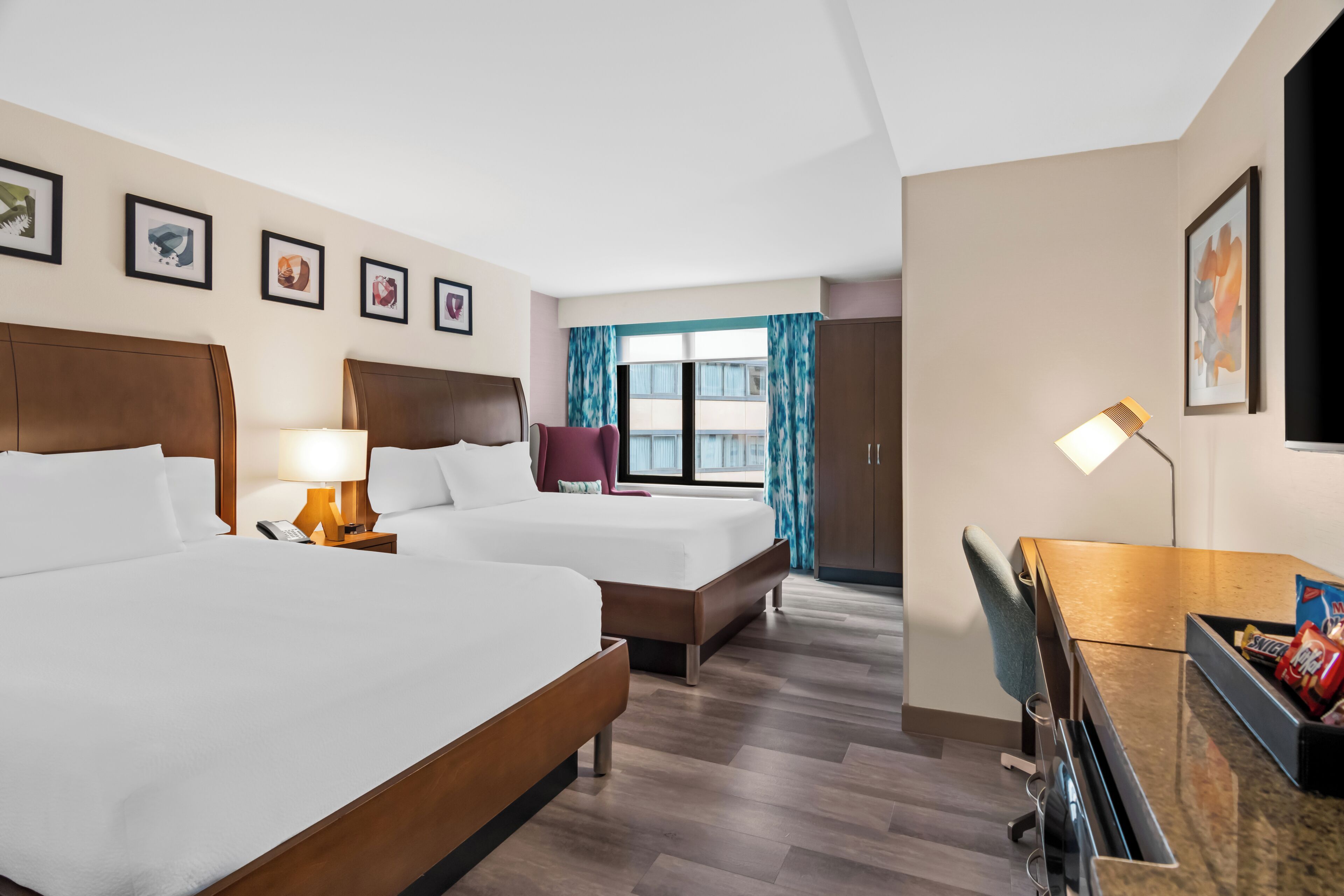 Room, 2 Queen Beds (Drinks & Snacks) | Premium bedding, in-room safe, soundproofing, free WiFi