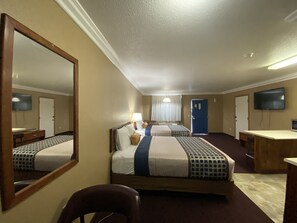 Family Suite, 2 Queen Beds, Kitchen | Desk, rollaway beds, free WiFi, bed sheets - Royal Inn (Lovelock)