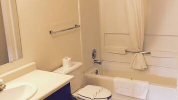 Comfort Suite, 1 Bedroom, Accessible, Kitchen | Bathroom | Combined shower/tub, deep soaking tub, free toiletries, hair dryer