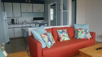 Deluxe Cottage, 1 Bedroom, Ocean View | Private kitchen | Full-size fridge, microwave, stovetop, coffee/tea maker