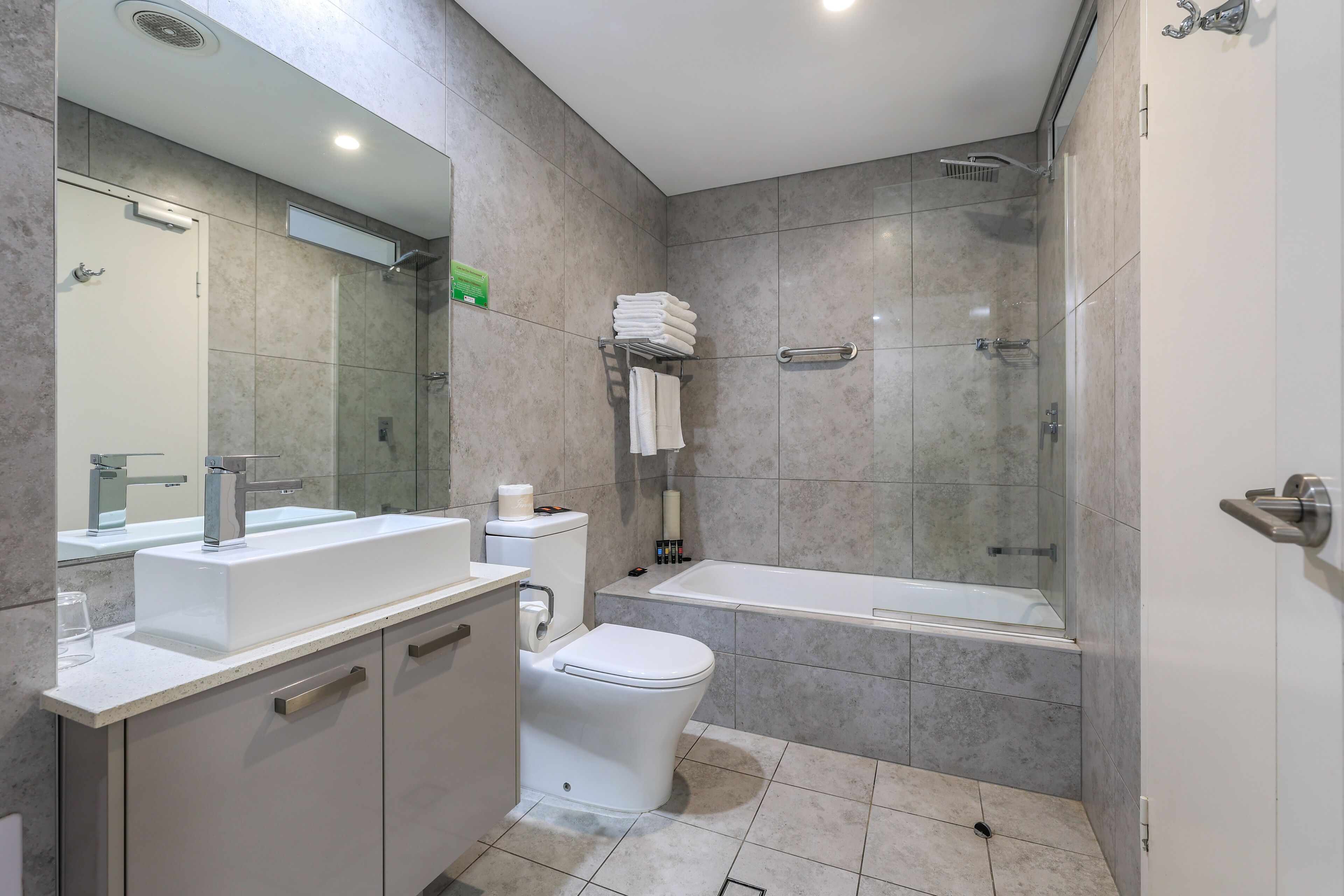 deluxe quadruple room | bathroom | free toiletries, hair dryer, towels, soap