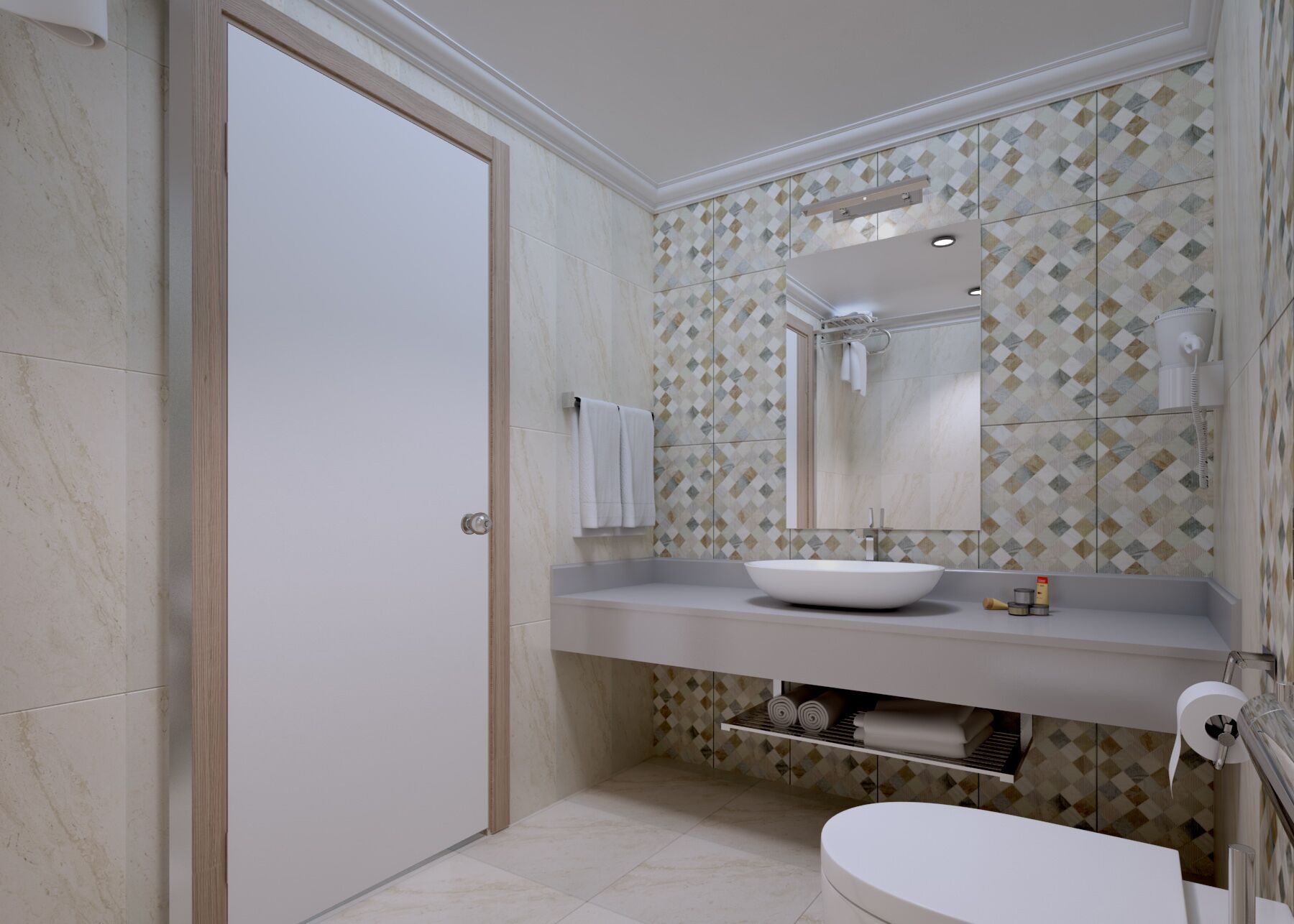 Bathroom | Hair dryer, towels
