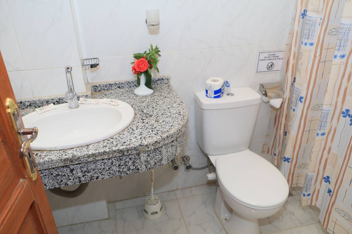 deluxe single room, garden view | bathroom | shower, hair dryer, towels