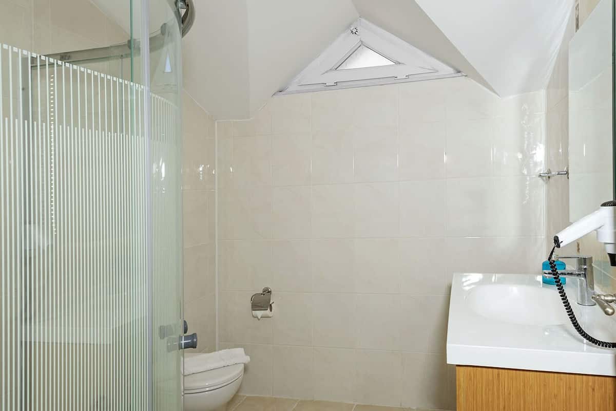 loft double or twin room | bathroom | shower, hair dryer, slippers, towels