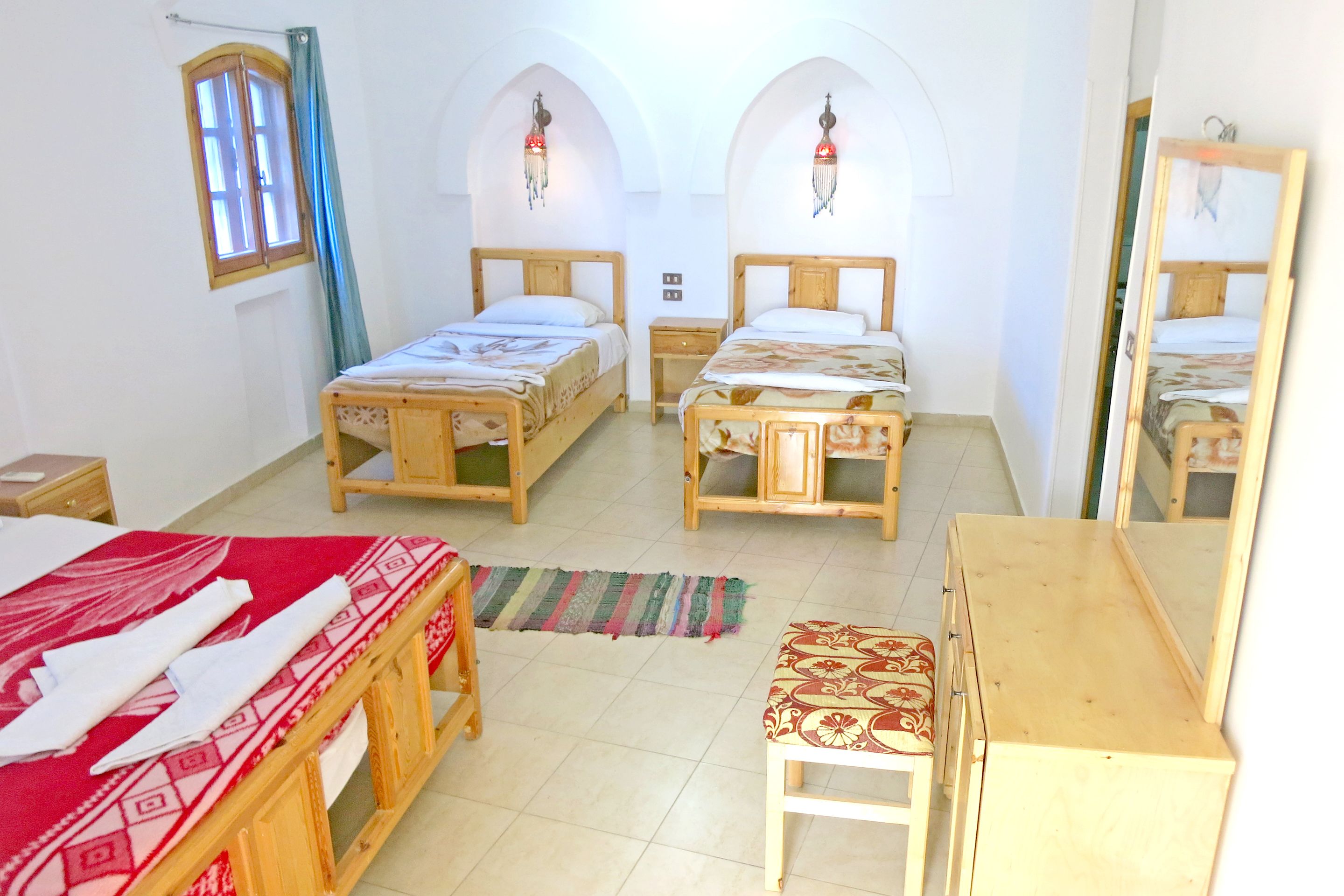 desk, blackout curtains, free cots/infant beds, free wifi