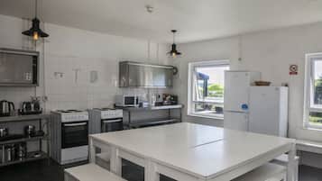 Full-size fridge, microwave, oven, stovetop