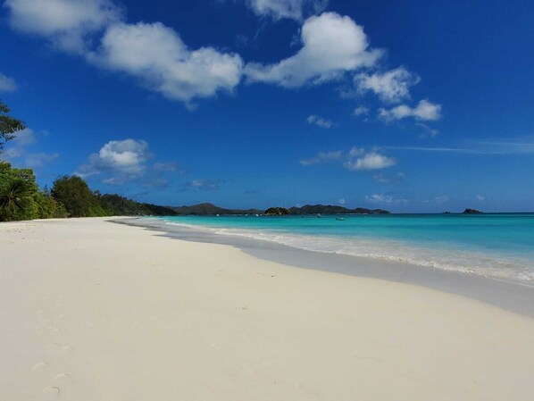 On the beach, white sand, kayaking