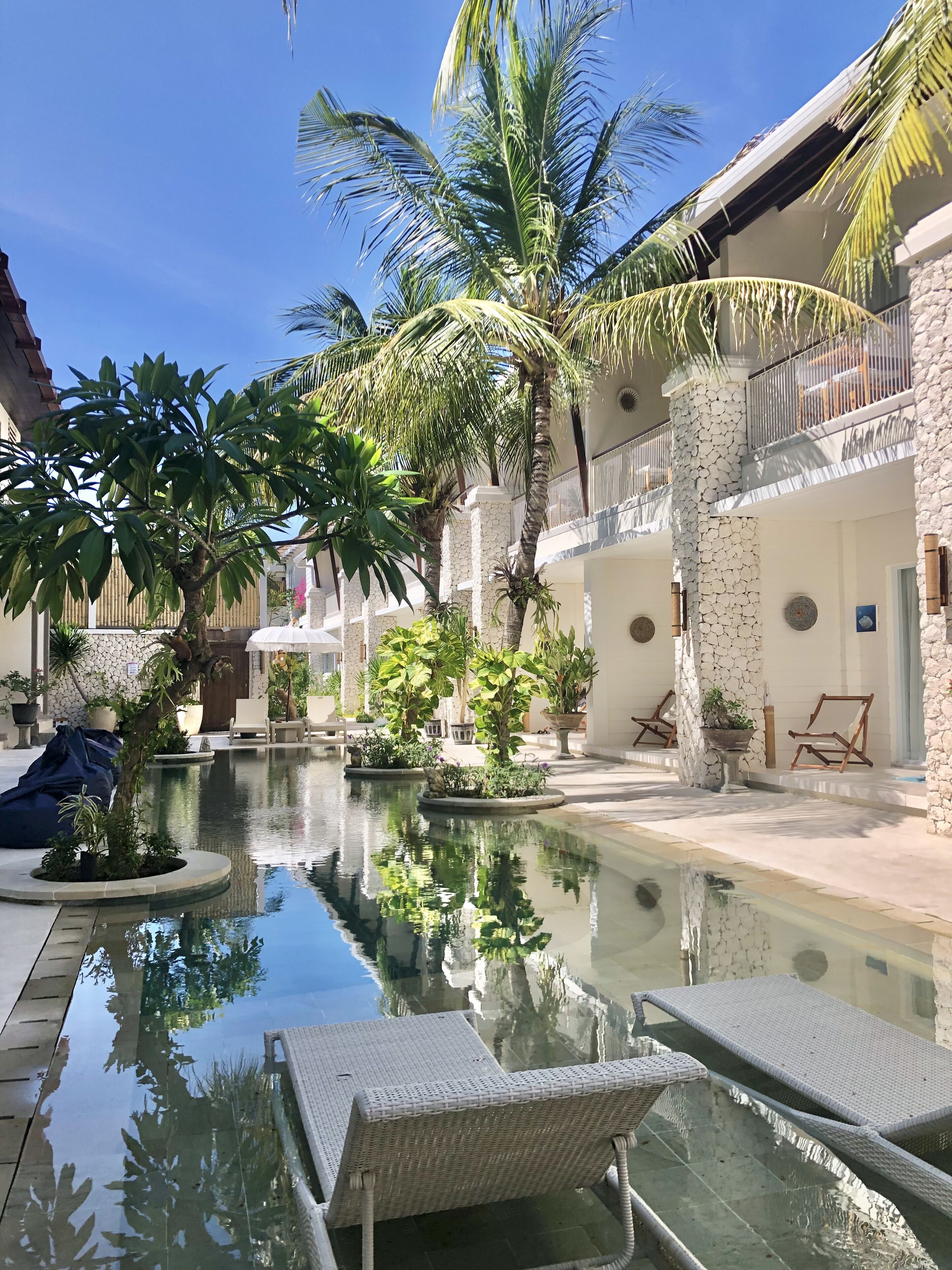 Outdoor pool, pool loungers