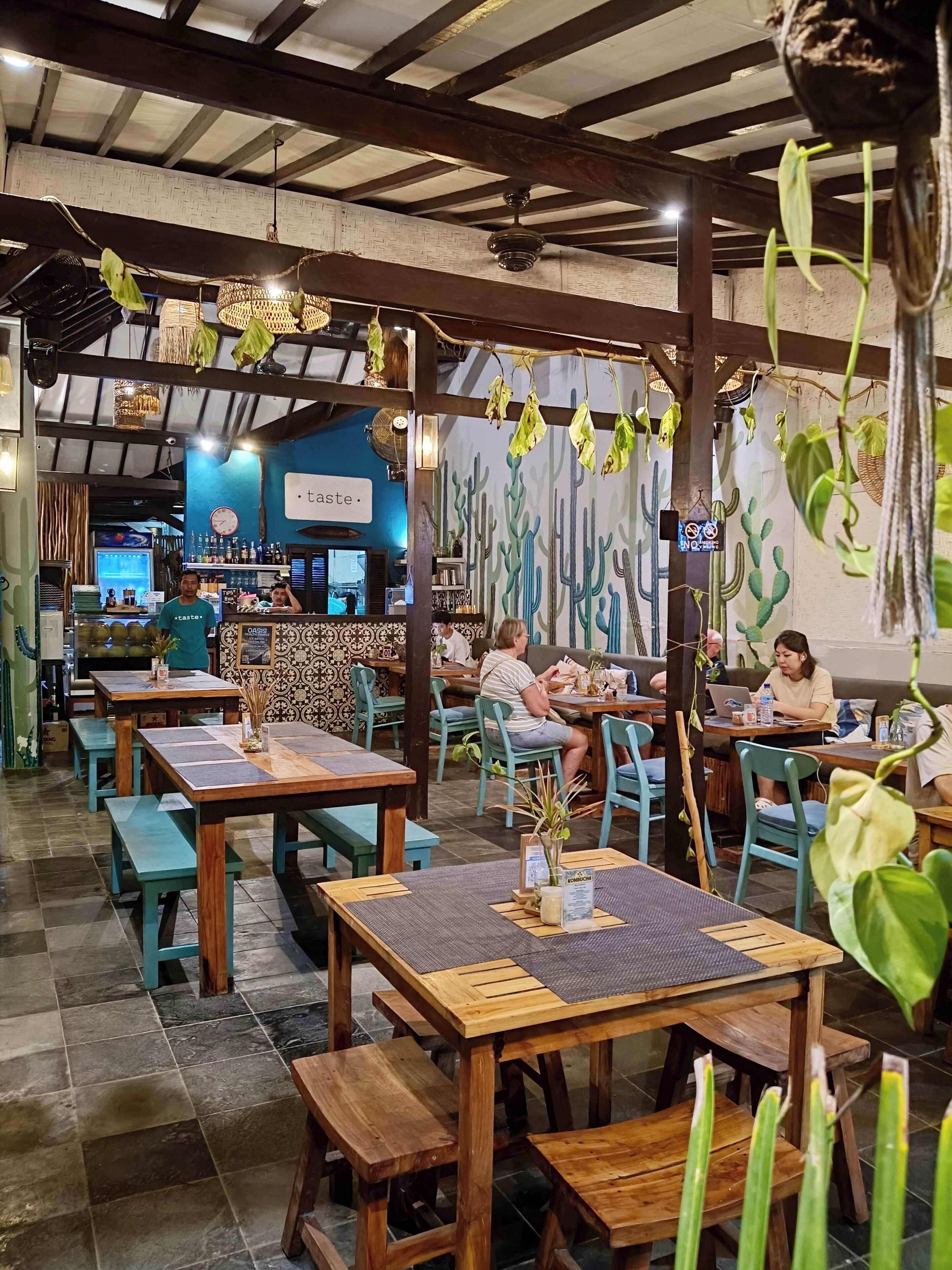 International cuisine, beach views 