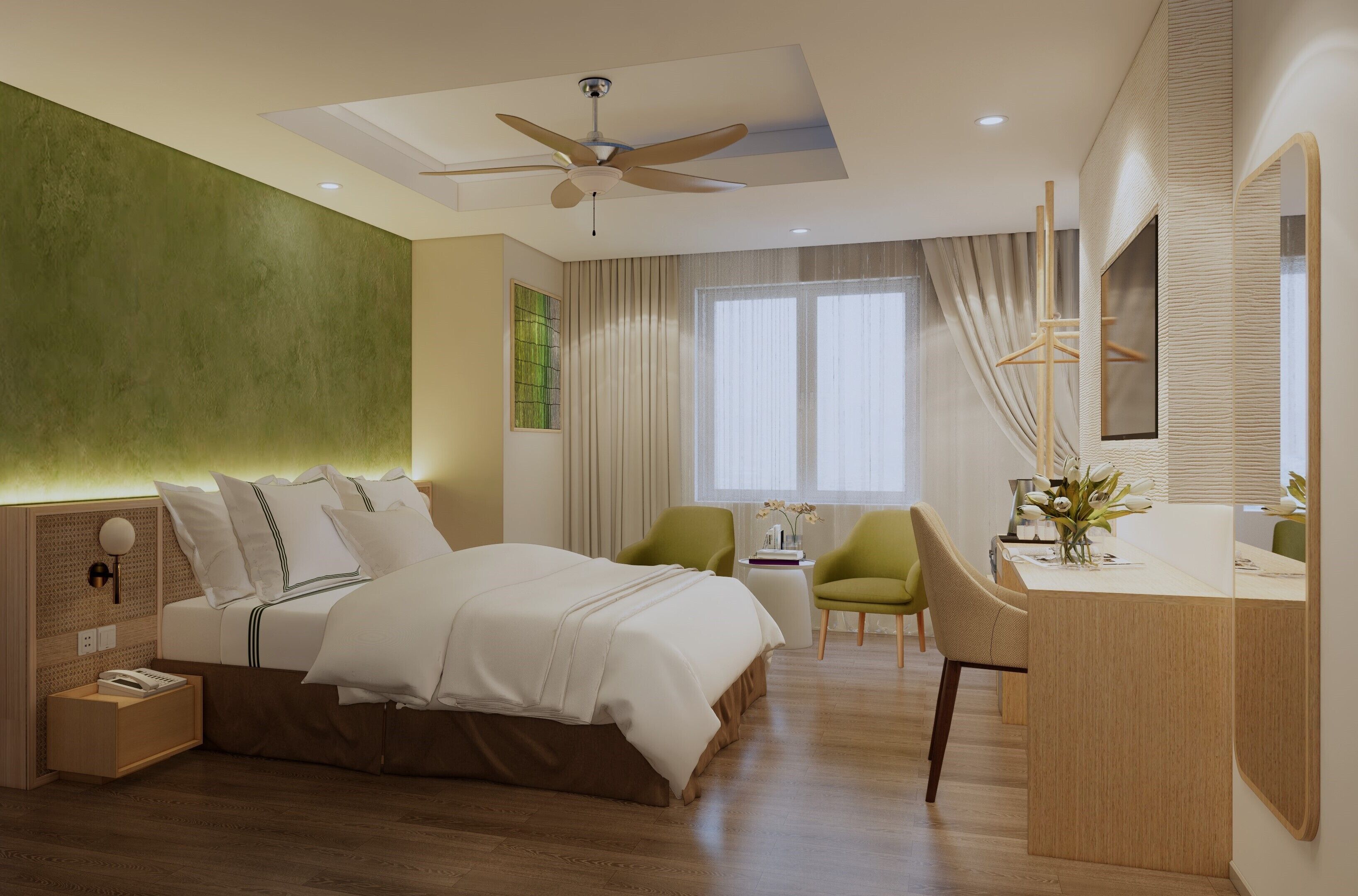 デラックス ダブルルーム | 高級寝具、デスク、WiFi (無料)、ベッドシーツ