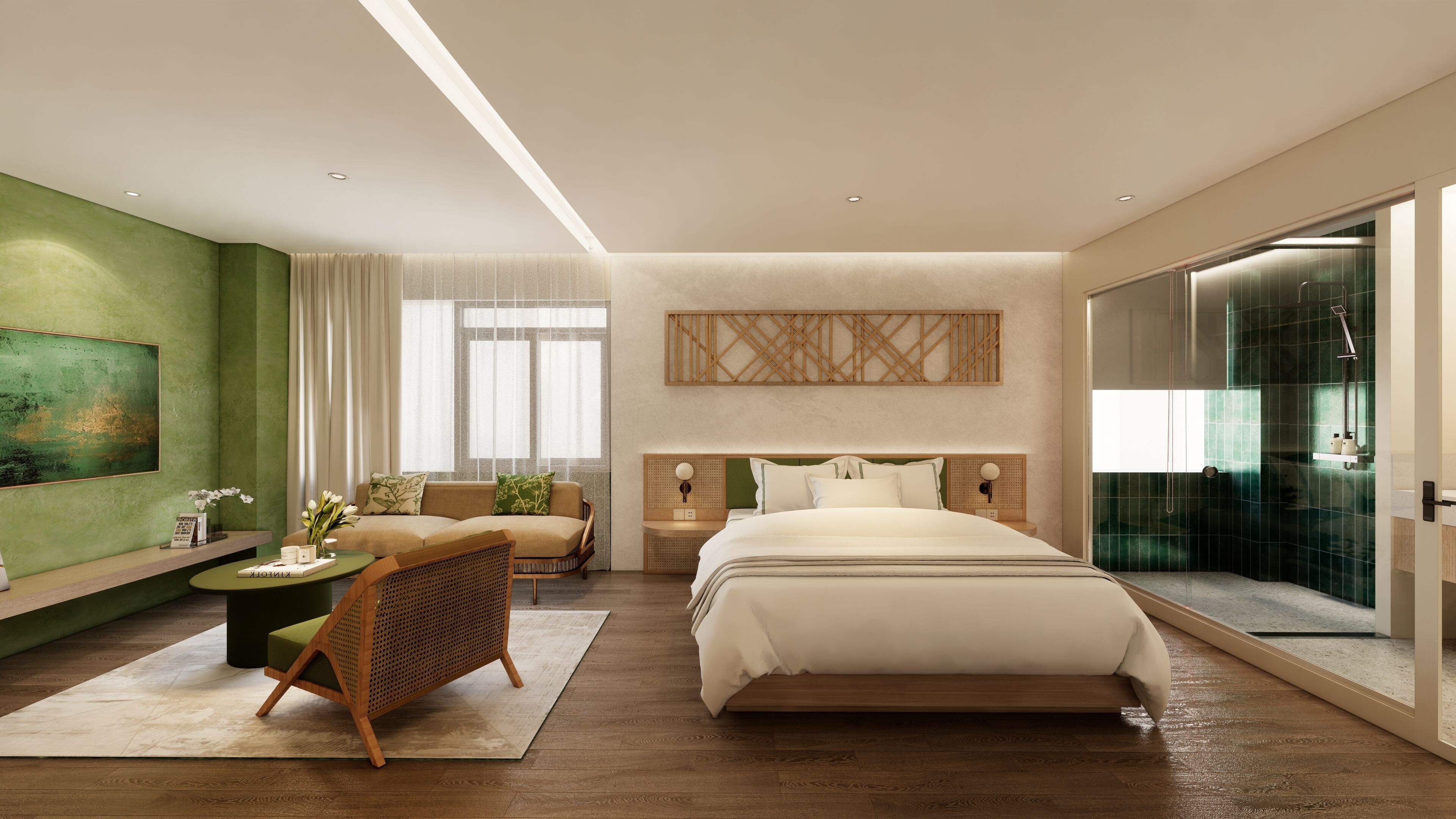 ジュニア スタジオスイート | 高級寝具、デスク、WiFi (無料)、ベッドシーツ