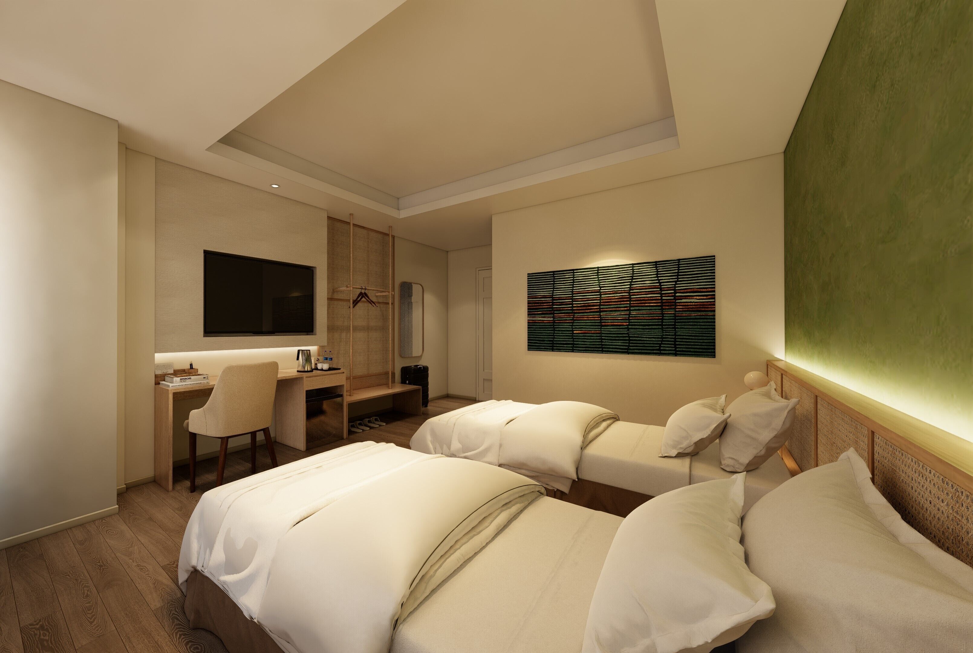 デラックス ツインルーム | 高級寝具、デスク、WiFi (無料)、ベッドシーツ