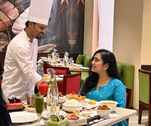 Breakfast, lunch, dinner served; Indian cuisine
