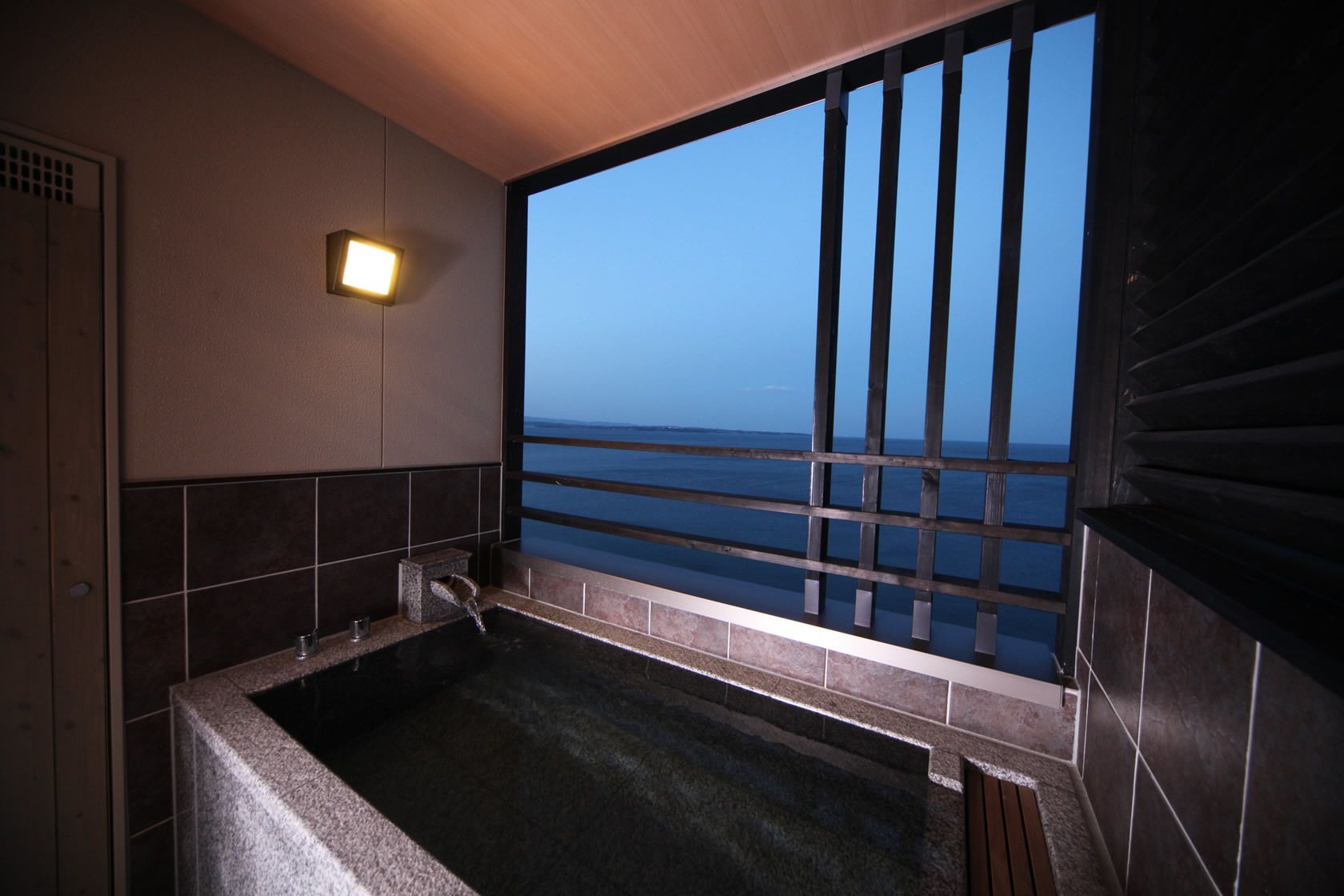 premium suite room with open-air bath | bathroom | separate bathtub and shower, spring water bathtub, free toiletries