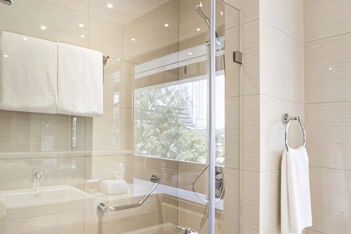 Bathroom | Shower, free toiletries, hair dryer, bathrobes