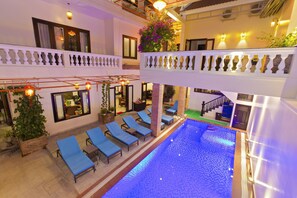 Indoor pool, outdoor pool, open 7 AM to 9 PM, pool umbrellas - Pham Gia Boutique Villa (Da Nang)