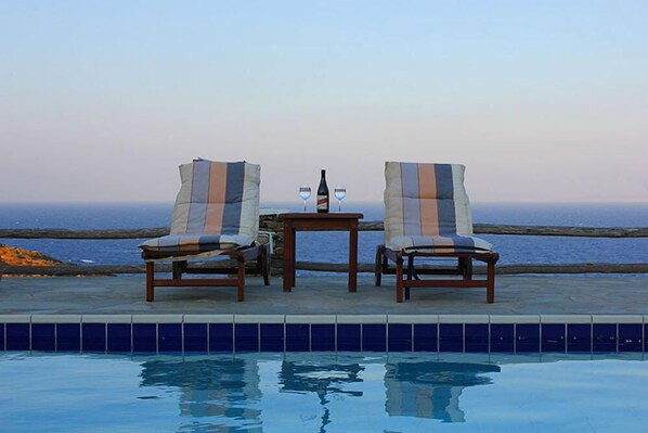 Outdoor pool, pool loungers